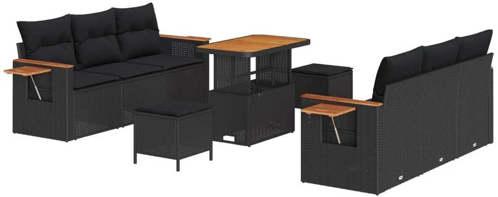Sofa Sodo Sofų Rinkinys 9 vnt. 8-Vietų skaičius Juoda