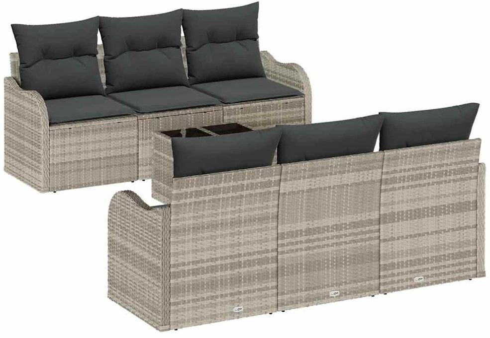 Sodo Sofų Rinkinys Šviesiai pilka 55 x 55 x 37 cm poliratanas