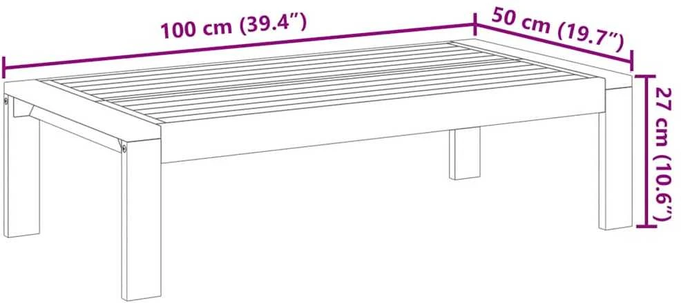 Sodo stalas, 100x50x27cm, akacijos medienos masyvas