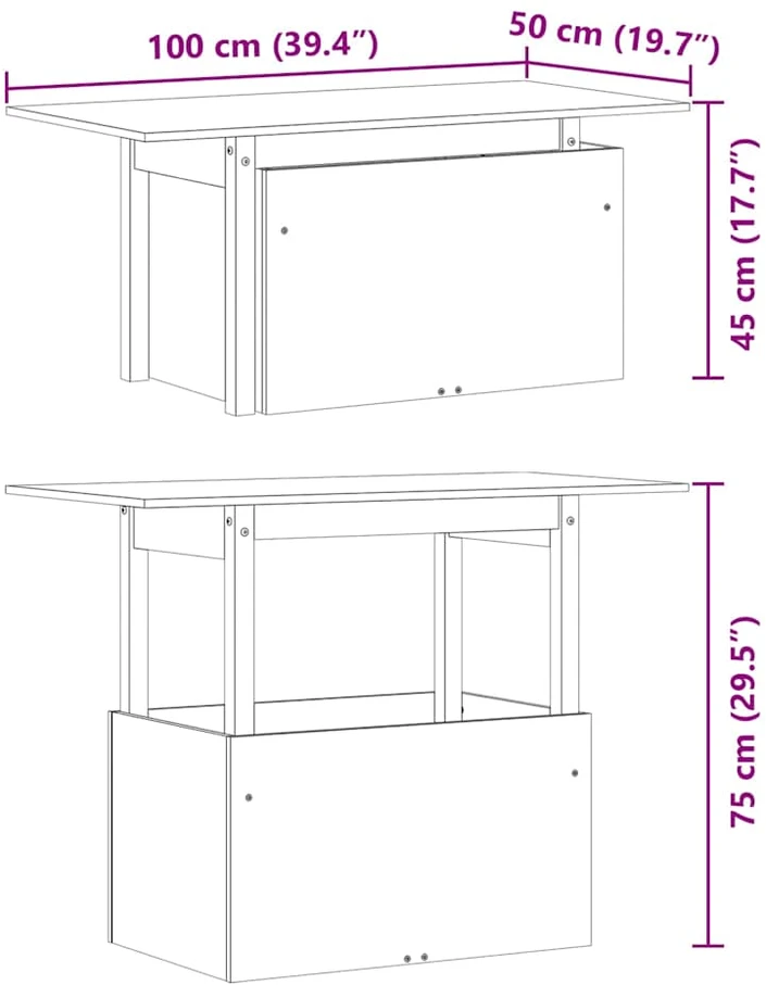Sodo stalas, 100x50x75cm, impregnuota pušies mediena