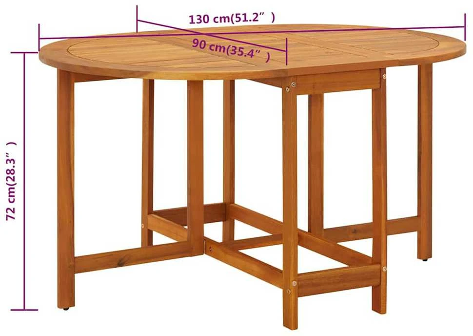 Sodo stalas, 130x90x72cm, akacijos medienos masyvas