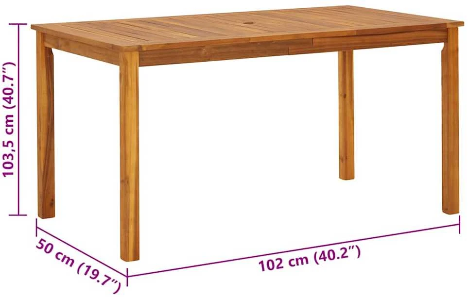 Sodo stalas, 140x80x74cm, akacijos medienos masyvas