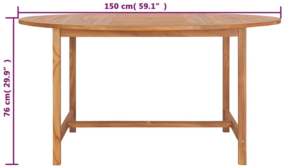 Sodo stalas, 150x76cm, tikmedžio medienos masyvas