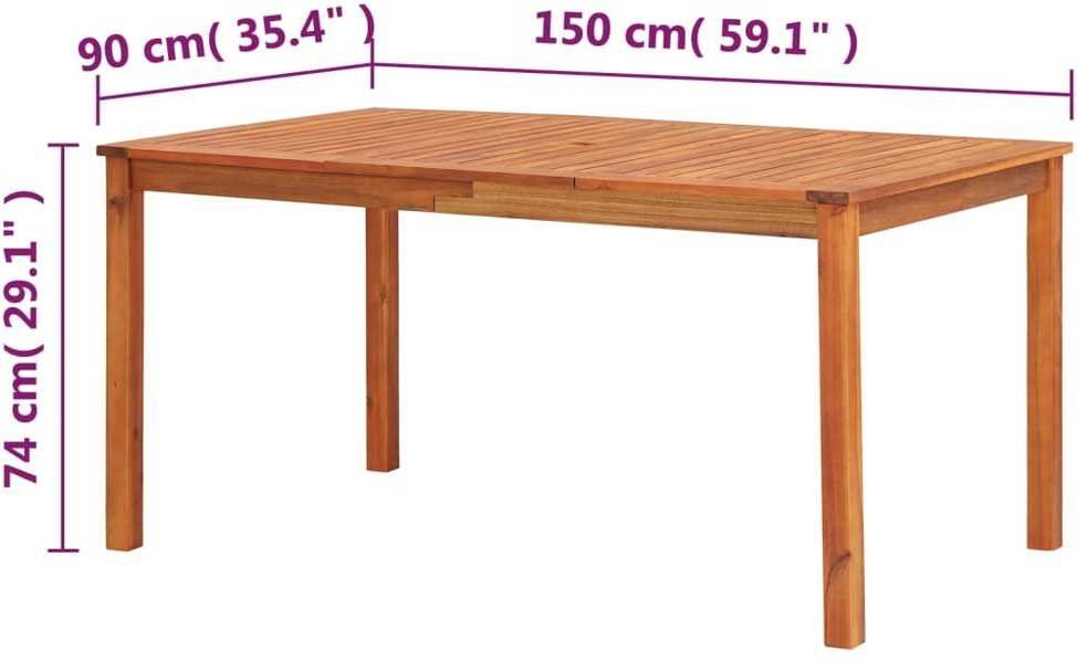 Sodo stalas, 150x90x74cm, akacijos medienos masyvas