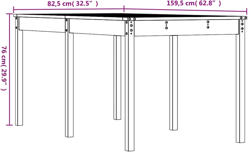 Sodo stalas, 159,5x82,5x76cm, pušies medienos masyvas