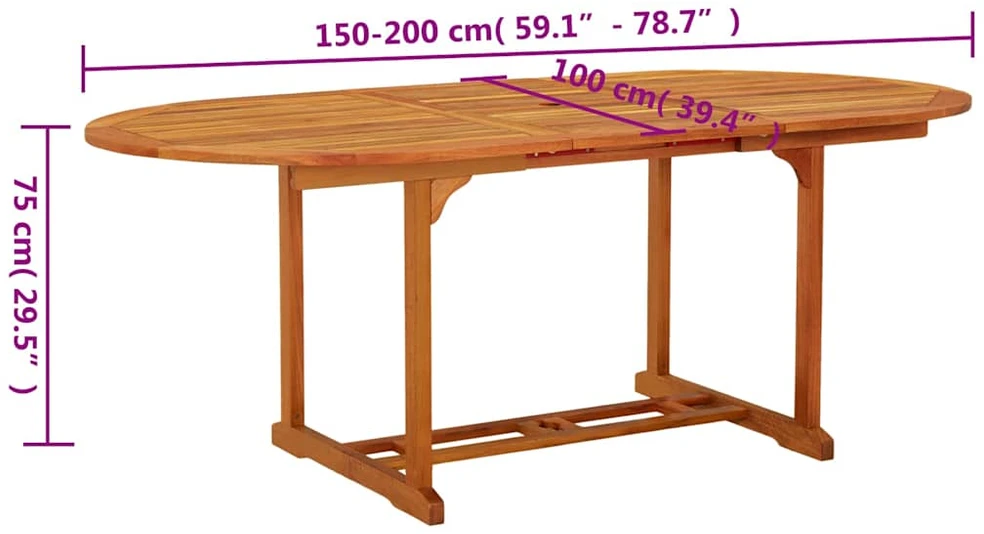 Sodo stalas, 200x100x75cm, eukalipto medienos masyvas