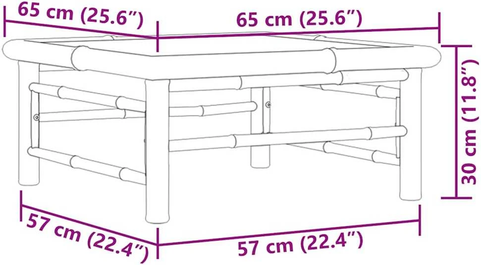 Sodo stalas, 65x65x30cm, bambukas