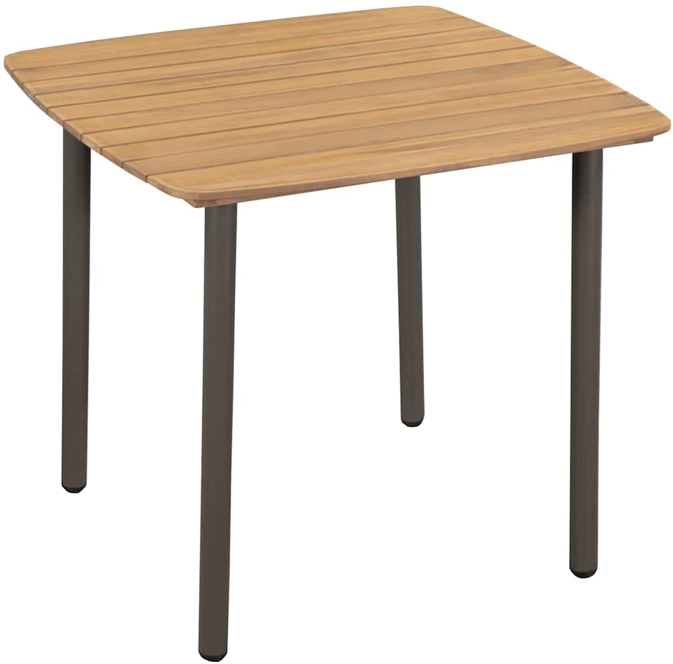 Sodo stalas, 80x80x72cm, akacijos medienos masyvas ir plienas