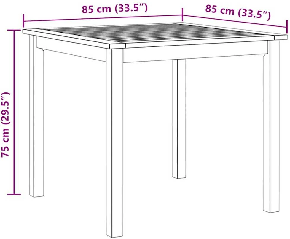 Sodo stalas, 85x85x74cm, akacijos medienos masyvas