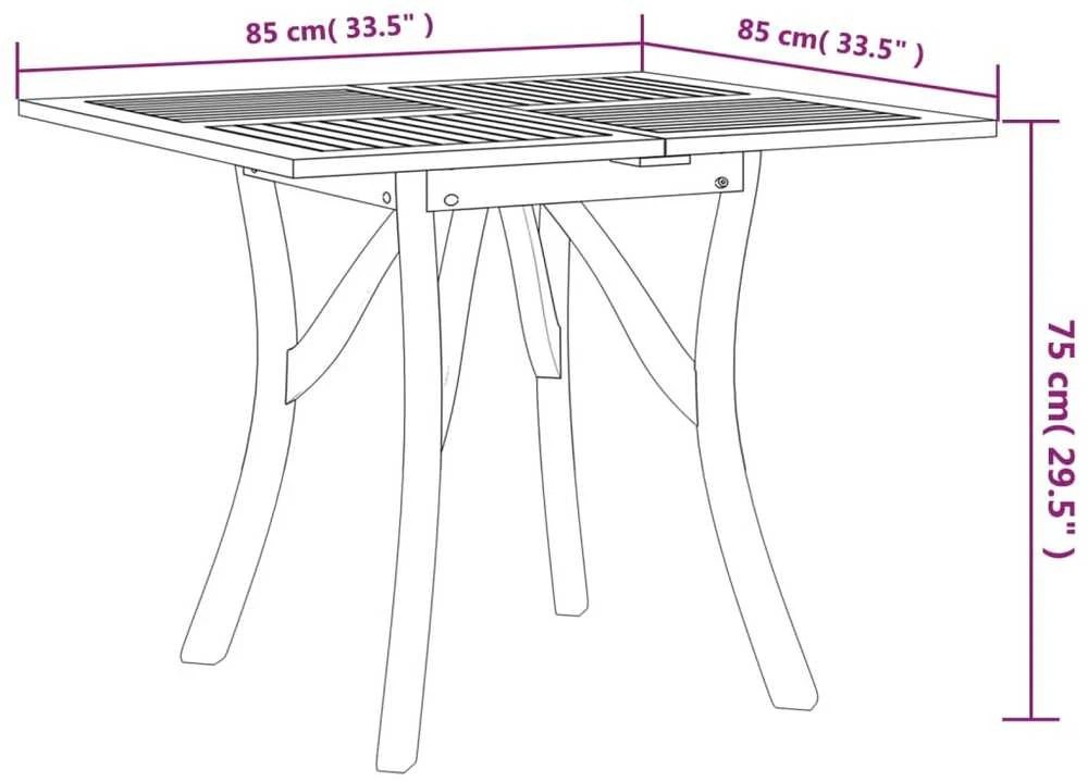 Sodo stalas, 85x85x75cm, akacijos medienos masyvas