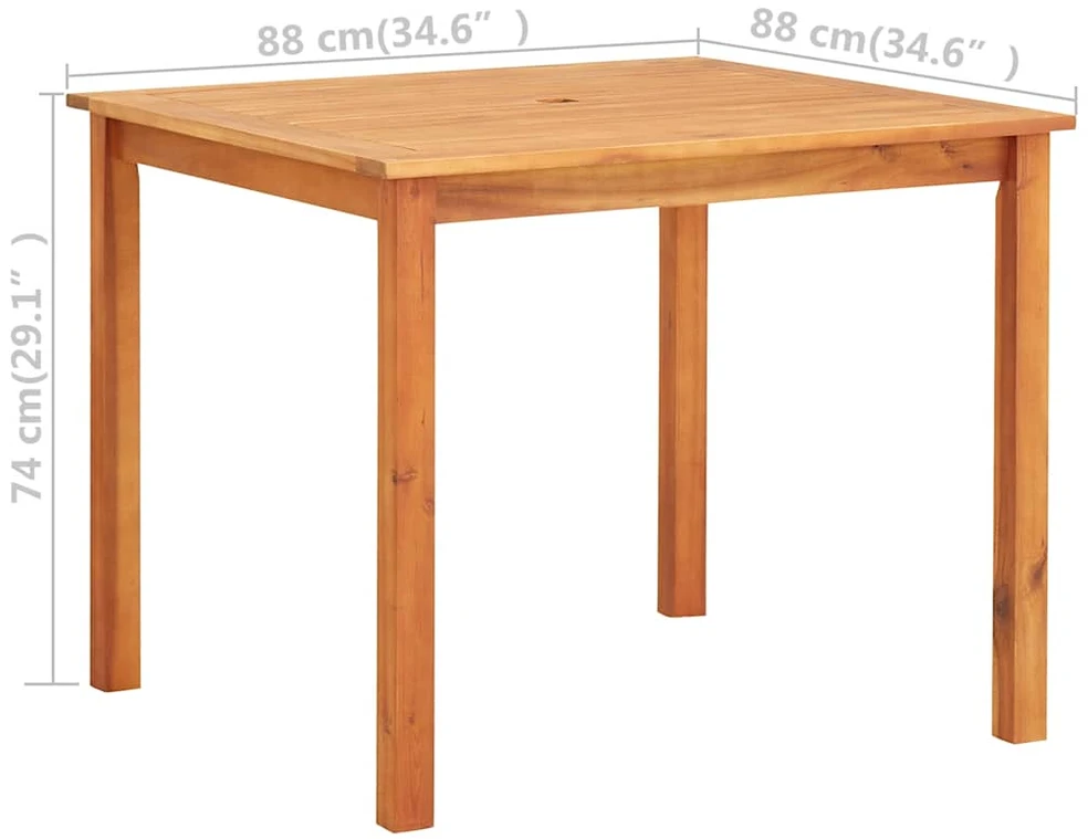 Sodo stalas, 88x88x74cm, akacijos medienos masyvas