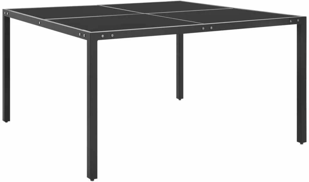Sodo stalas, antracito, 130x130x72cm, plienas ir stiklas