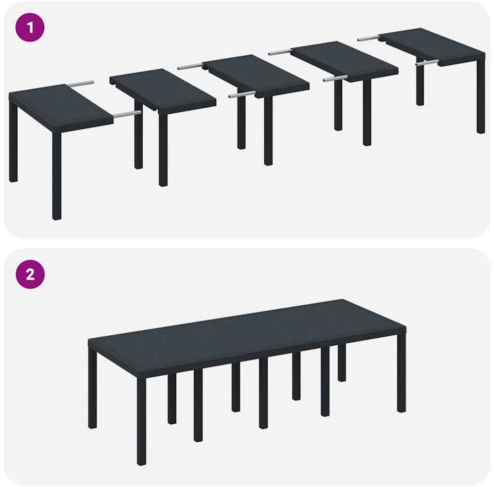 Sodo stalas Antracitas 250 x 100 x 73 cm poliratanas