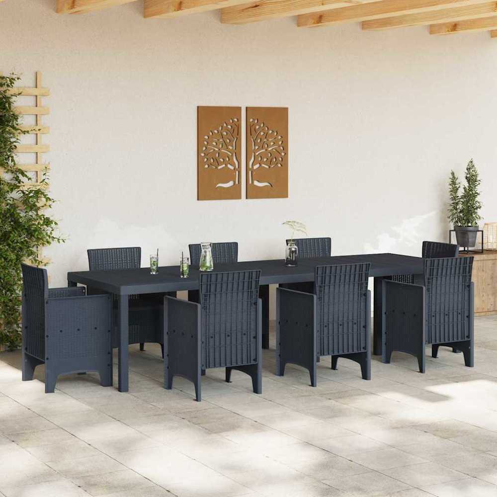 Sodo stalas Antracitas 300 x 100 x 73 cm poliratanas