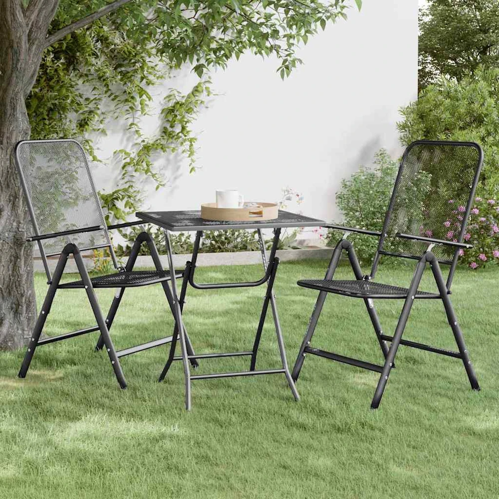 Sodo stalas, antracito, 60x60x72cm, plėsto metalo tinklelis