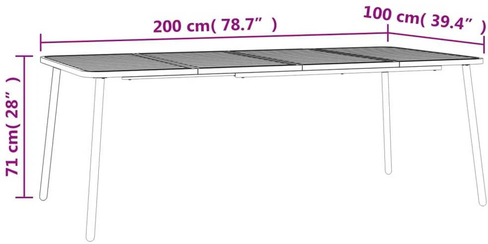 Sodo stalas, antracito spalvos, 200x100x71cm, plienas