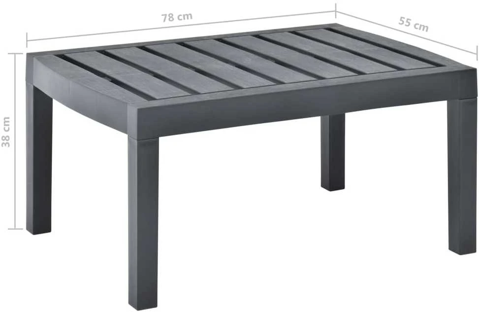 Sodo stalas, antracito spalvos, 78x55x38cm, plastikas