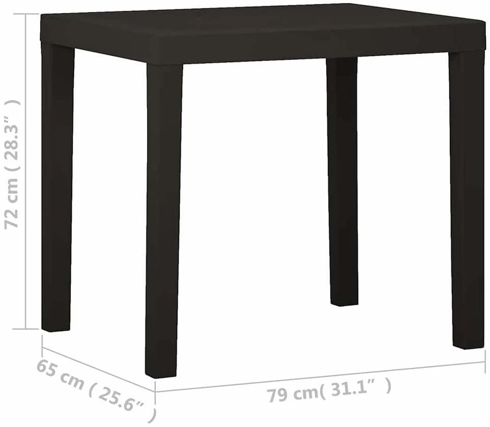 Sodo stalas, antracito spalvos, 79x65x72cm, plastikas