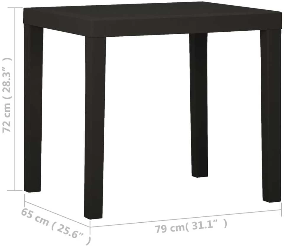 Sodo stalas, antracito spalvos, 79x65x72cm, plastikas