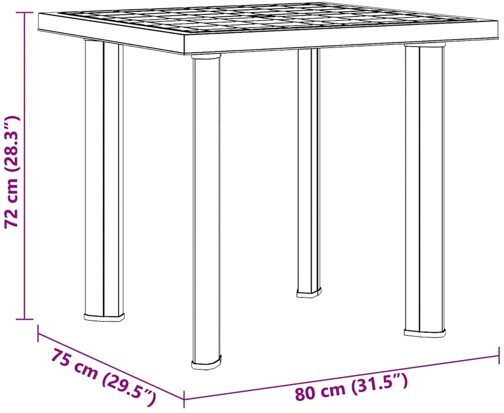 Sodo stalas, antracito spalvos, 80x75x72cm, plastikas