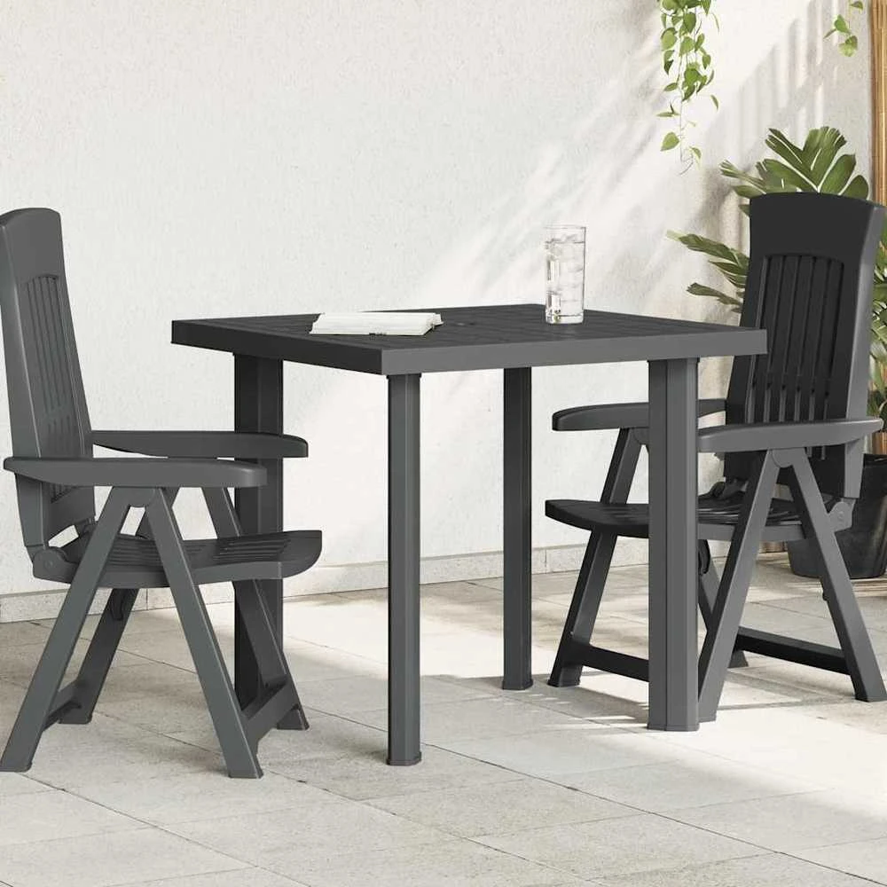 Sodo stalas, antracito spalvos, 80x75x72cm, plastikas