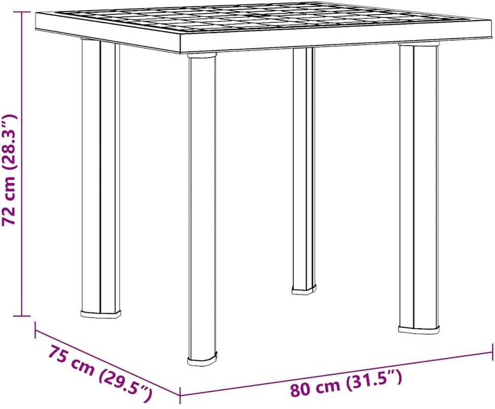Sodo stalas, antracito spalvos, 80x75x72cm, plastikas