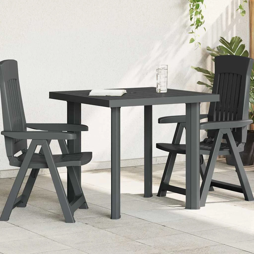 Sodo stalas, antracito spalvos, 80x75x72cm, plastikas