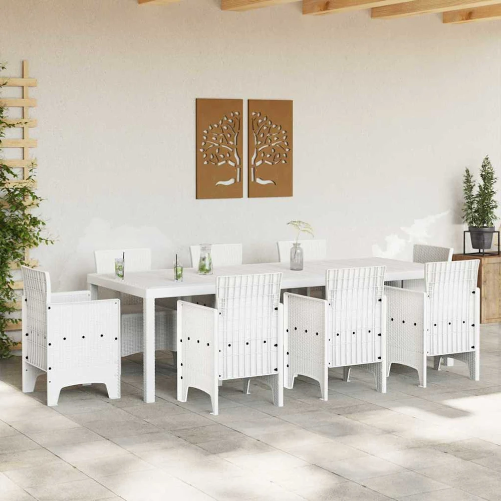 Lauko baldų komplektas Sodo stalas Balta 250 x 100 x 73 cm poliratanas