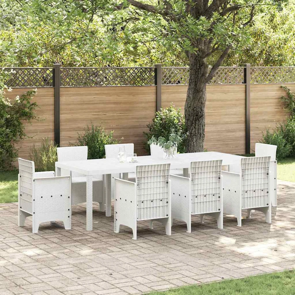 Lauko baldų komplektas Sodo stalas Balta 250 x 100 x 73 cm poliratanas