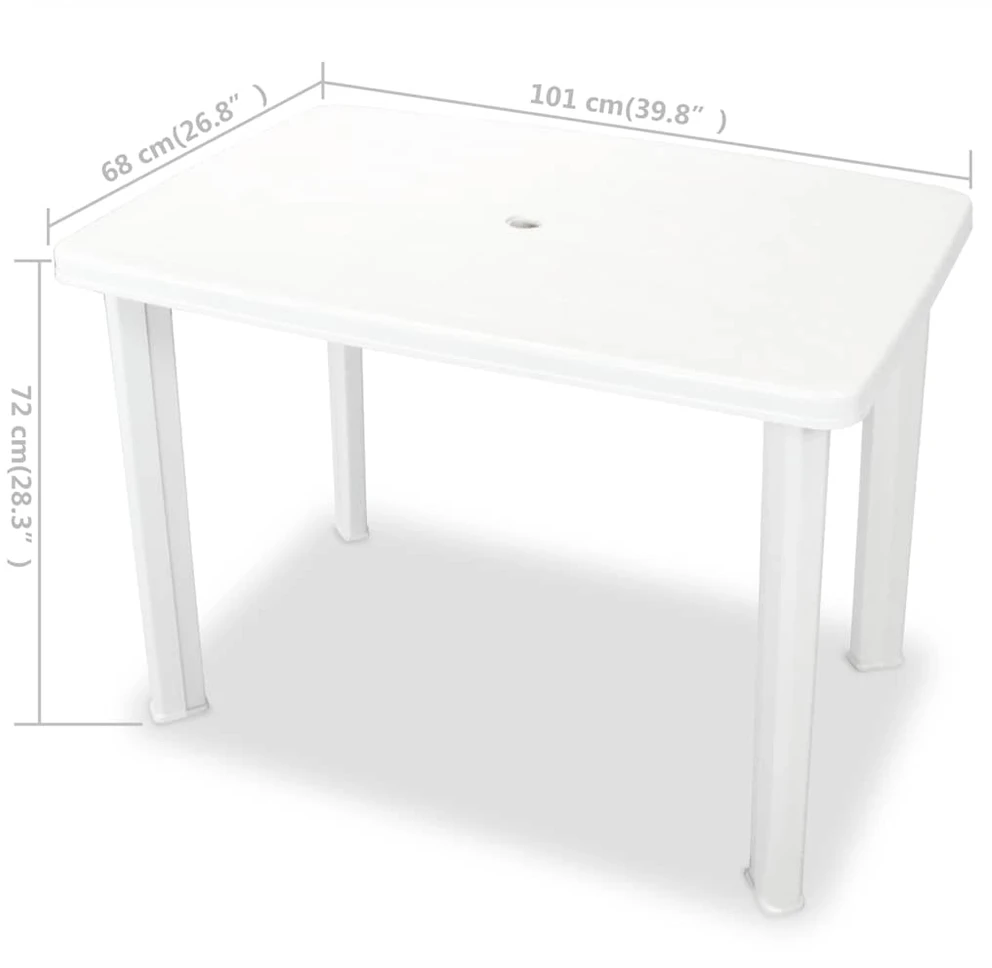 Sodo stalas, baltas, 101x68x72cm, plastikas