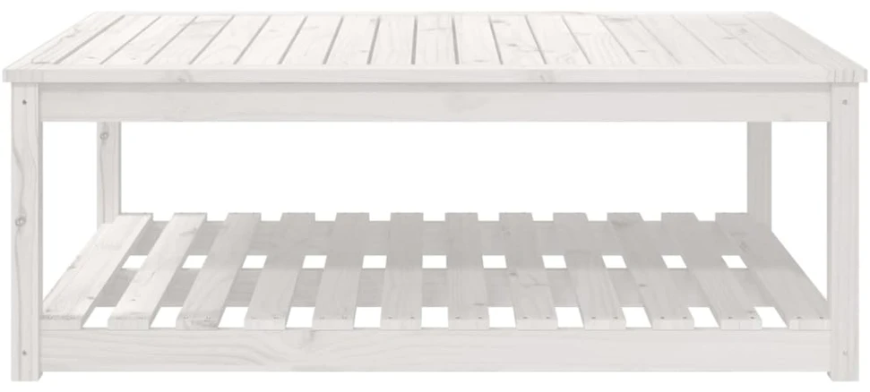 Sodo stalas, baltas, 121x82,5x45cm, pušies medienos masyvas