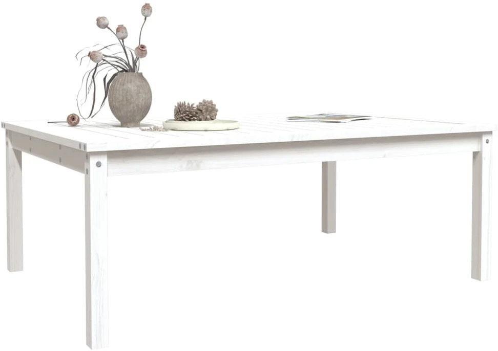 Sodo stalas, baltas, 121x82,5x45cm, pušies medienos masyvas