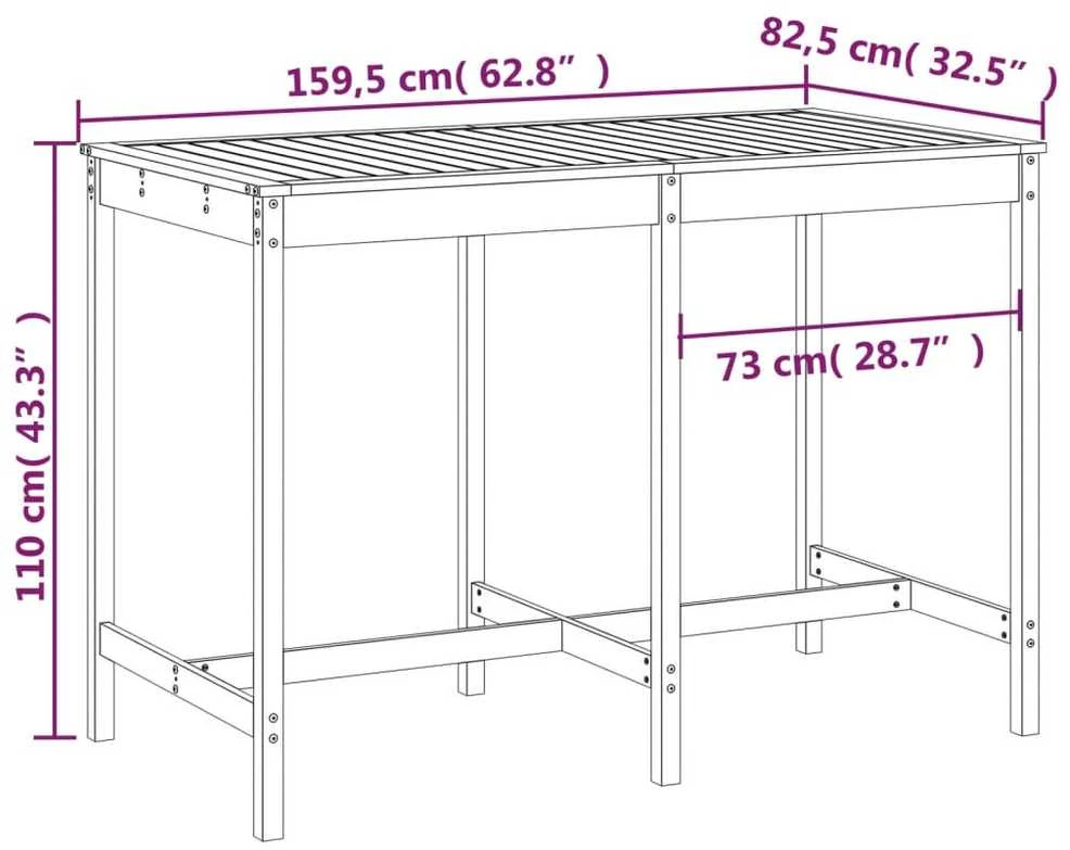 Sodo stalas, baltas, 159,5x82,5x110cm, pušies medienos masyvas