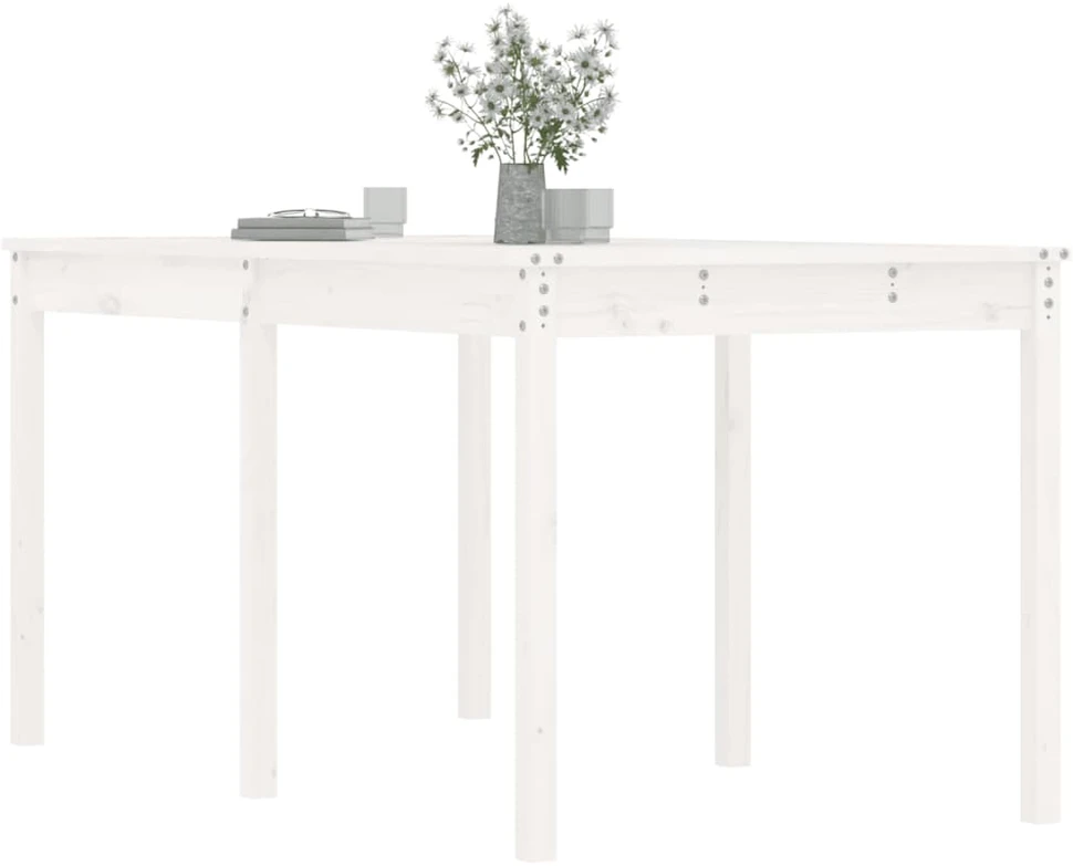 Sodo stalas, baltas, 159,5x82,5x76cm, pušies medienos masyvas