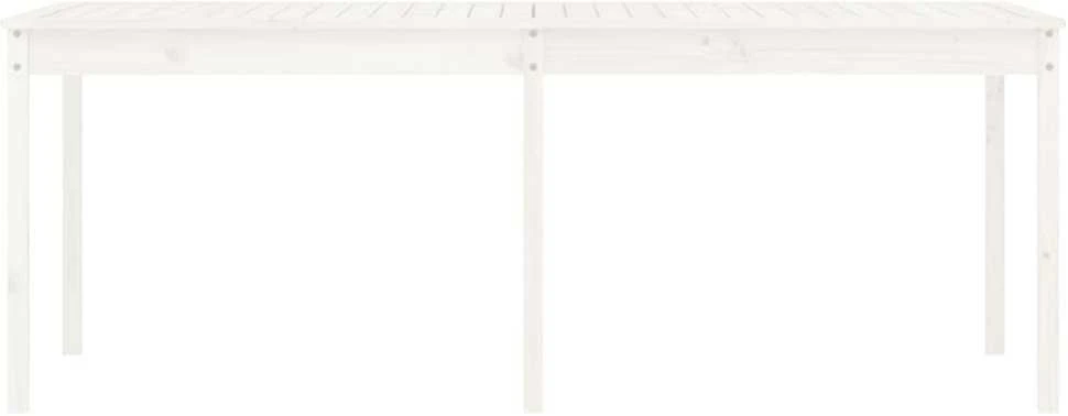 Sodo stalas, baltas, 203,5x100x76cm, pušies medienos masyvas