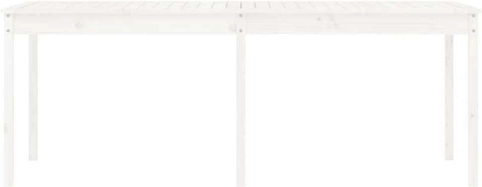 Sodo stalas, baltas, 203,5x100x76cm, pušies medienos masyvas