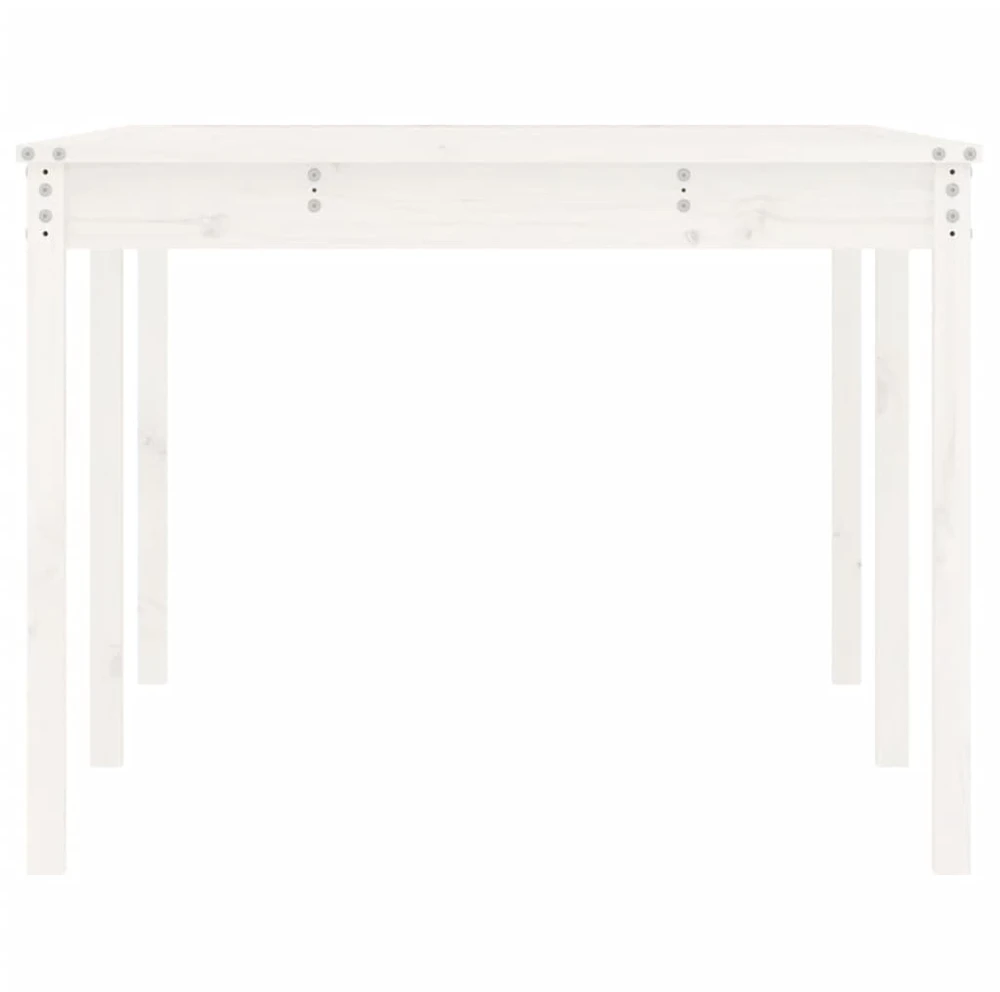Sodo stalas, baltas, 203,5x100x76cm, pušies medienos masyvas