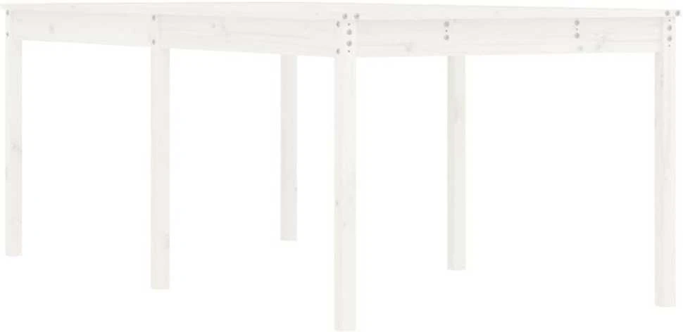 Sodo stalas, baltas, 203,5x100x76cm, pušies medienos masyvas