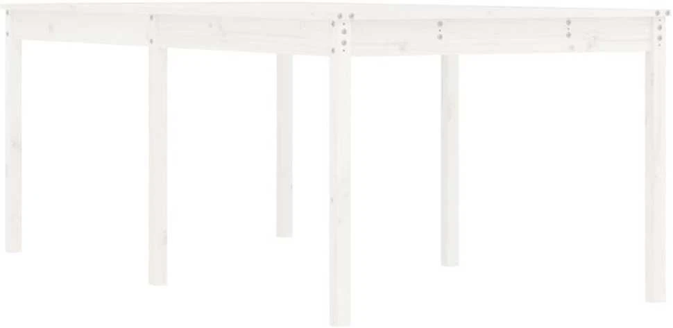 Sodo stalas, baltas, 203,5x100x76cm, pušies medienos masyvas