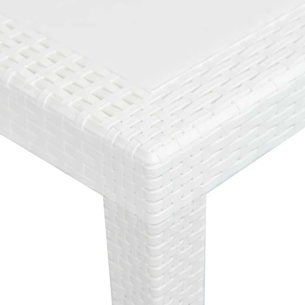 Sodo stalas, baltas, 220x90x72cm, plastikas, ratano imitacija