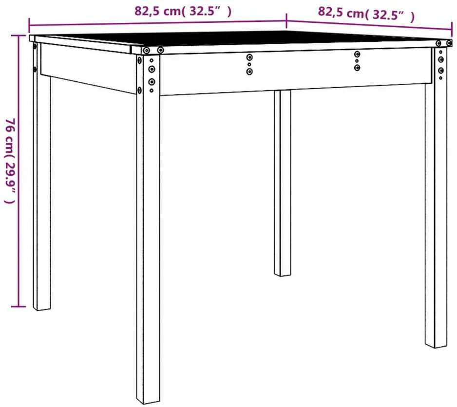 Sodo stalas, baltas, 82,5x82,5x76cm, pušies medienos masyvas