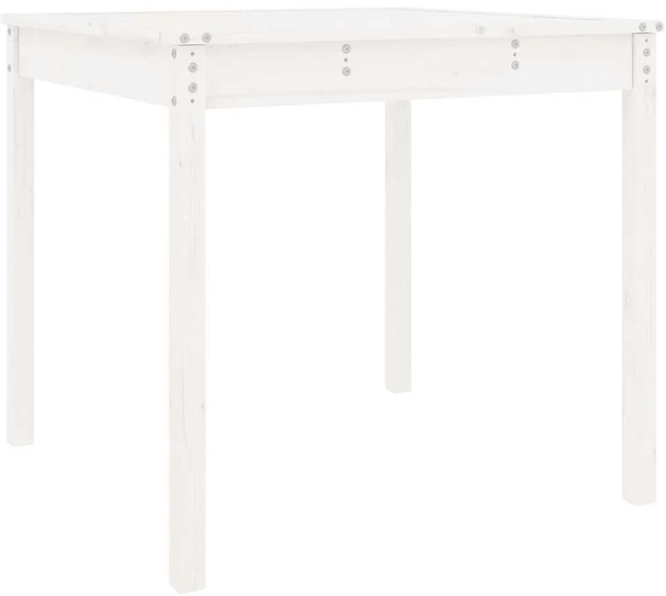 Sodo stalas, baltas, 82,5x82,5x76cm, pušies medienos masyvas
