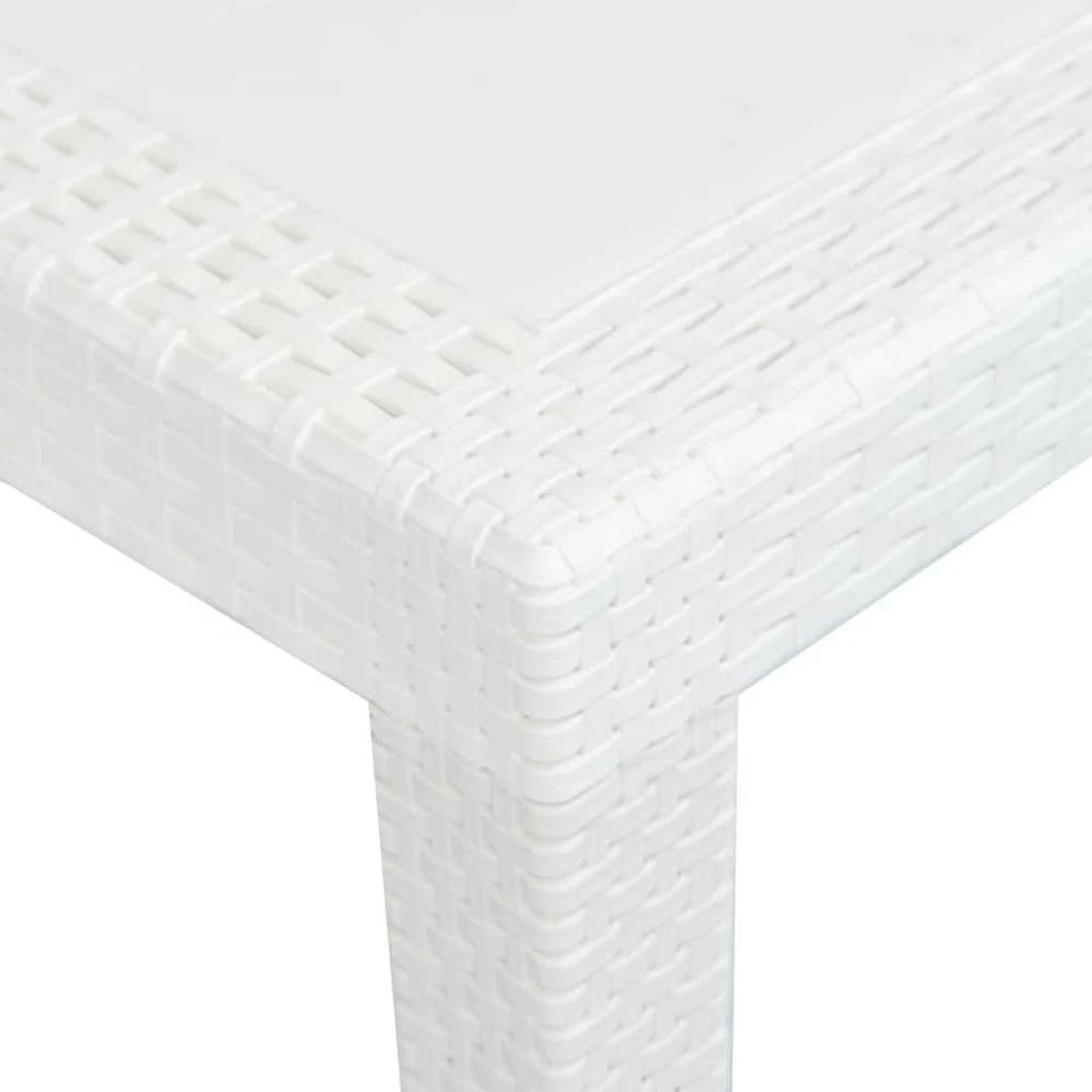 Sodo stalas, baltas, 220x90x72cm, plastikas, ratano imitacija