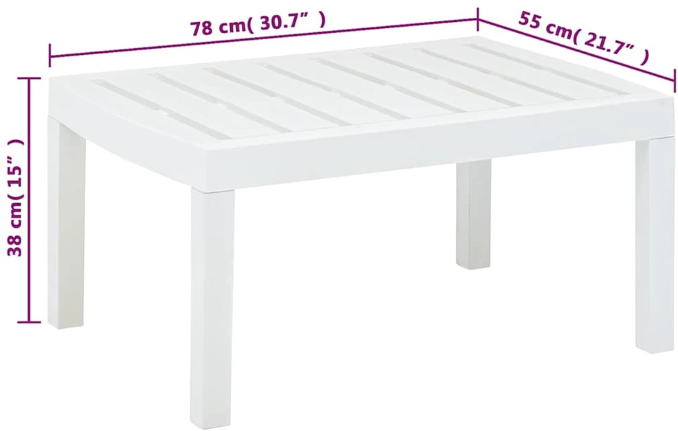 Sodo stalas, baltos spalvos, 78x55x38cm, plastikas
