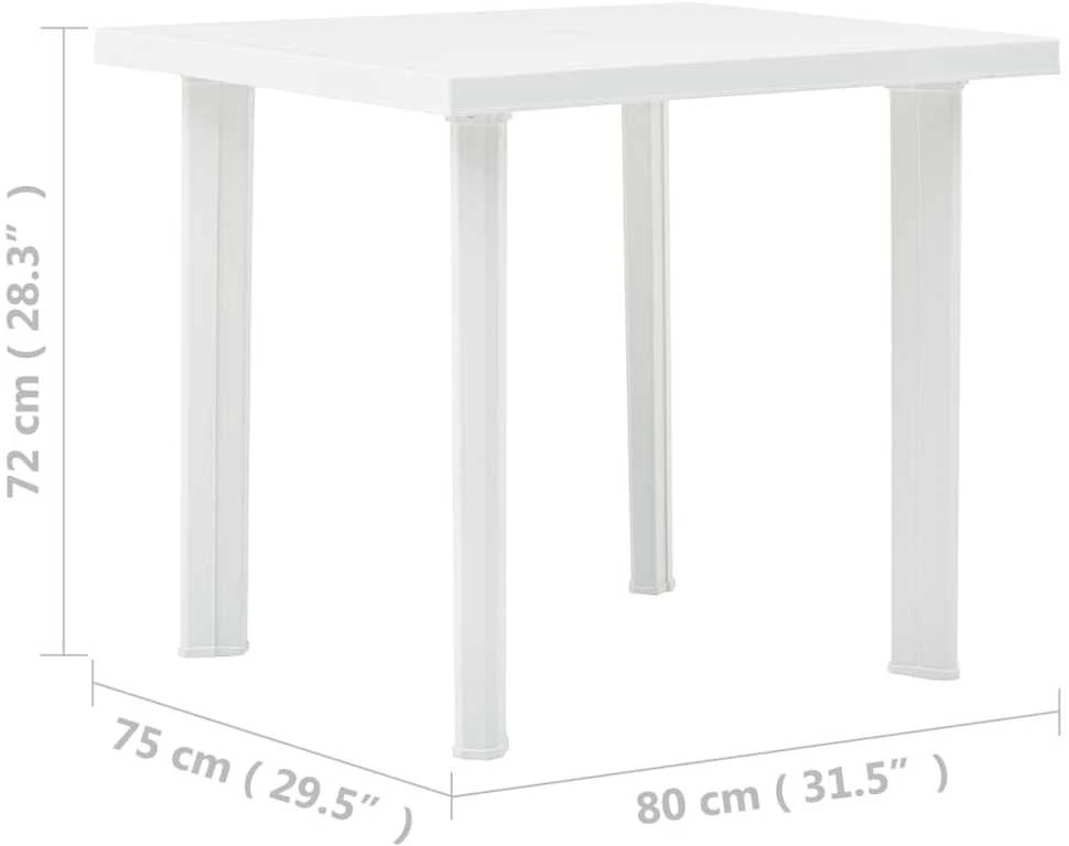 Sodo stalas, baltos spalvos, 80x75x72cm, plastikas