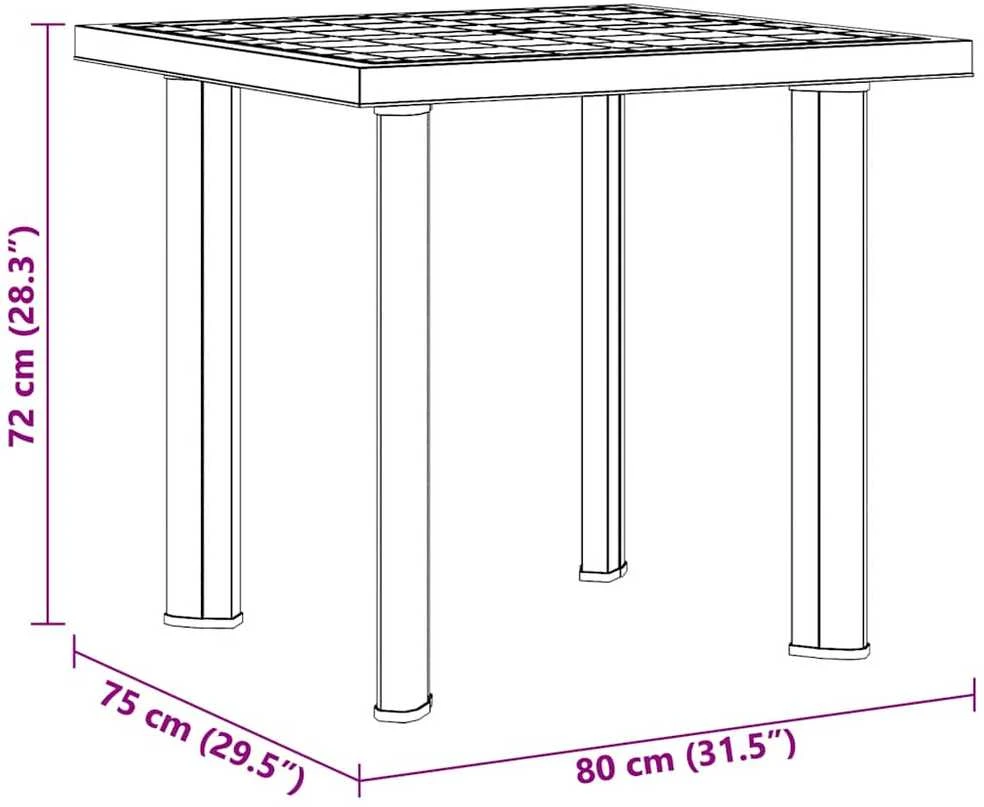 Sodo stalas, baltos spalvos, 80x75x72cm, plastikas