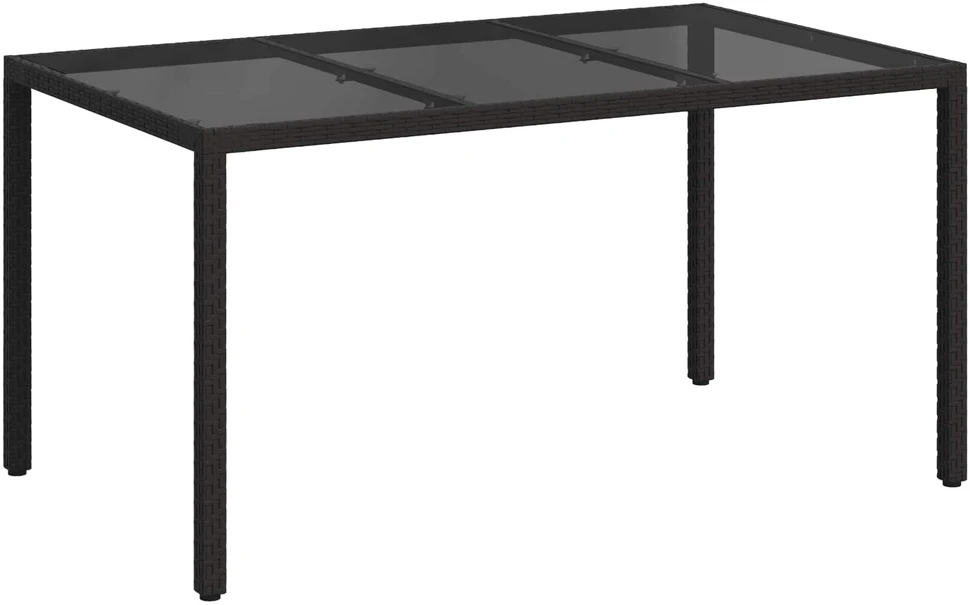 Sodo stalas Juoda 150 x 90 x 75 cm poliratanas