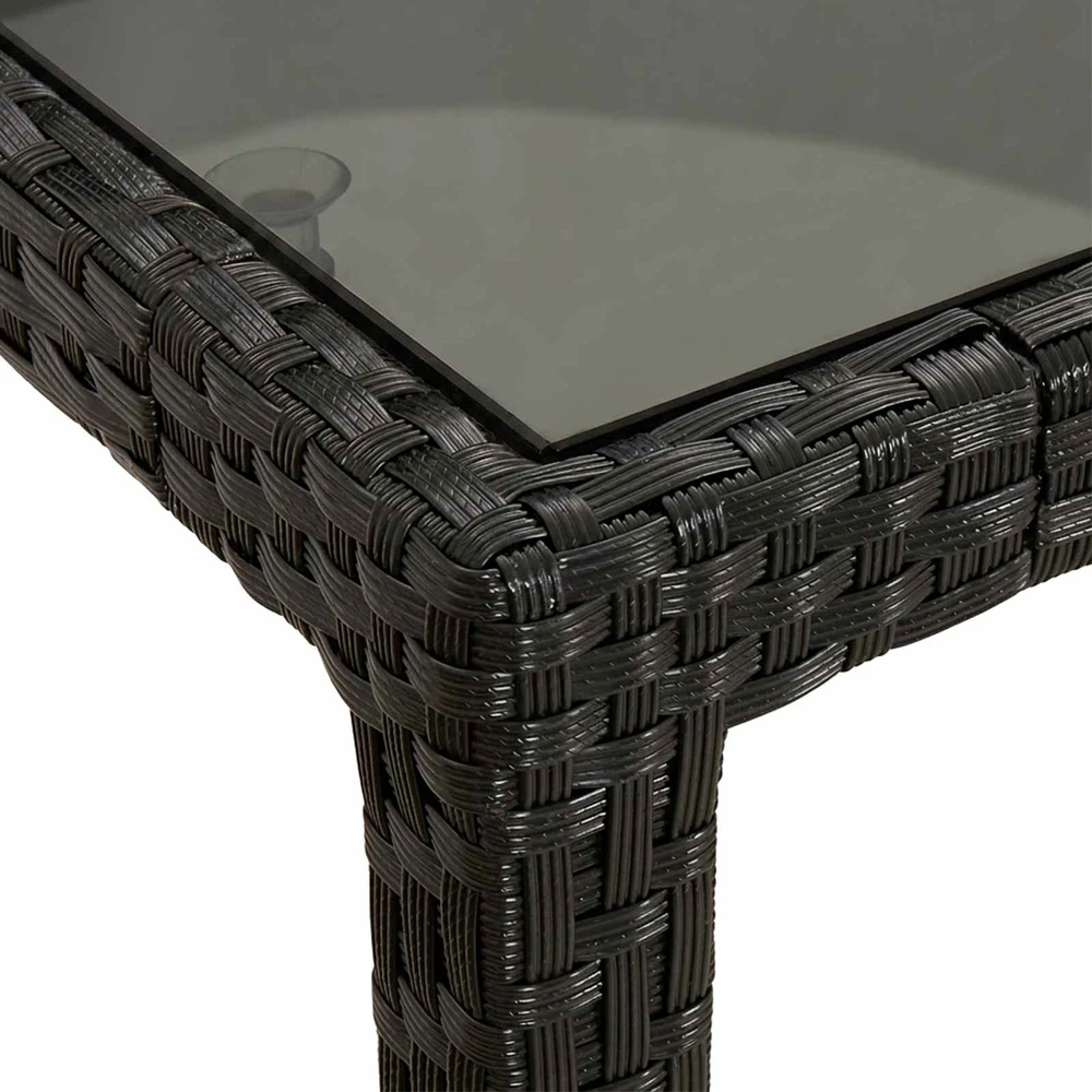 Sodo stalas Juoda 150 x 90 x 75 cm poliratanas