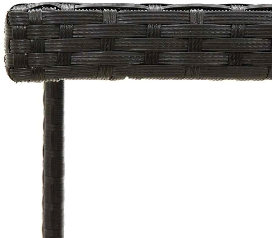 Sodo stalas, juodas, 109x107x74cm, poliratanas ir stiklas