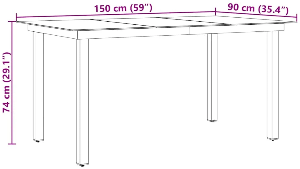 Sodo stalas, juodas, 150x90x74cm, aliuminis ir stiklas